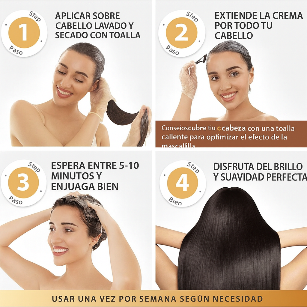 MASCARILLA ANTI-FRIZZ  CON COLAGENO Y BRILLO INTENSO + OLEO HIDRATANTE