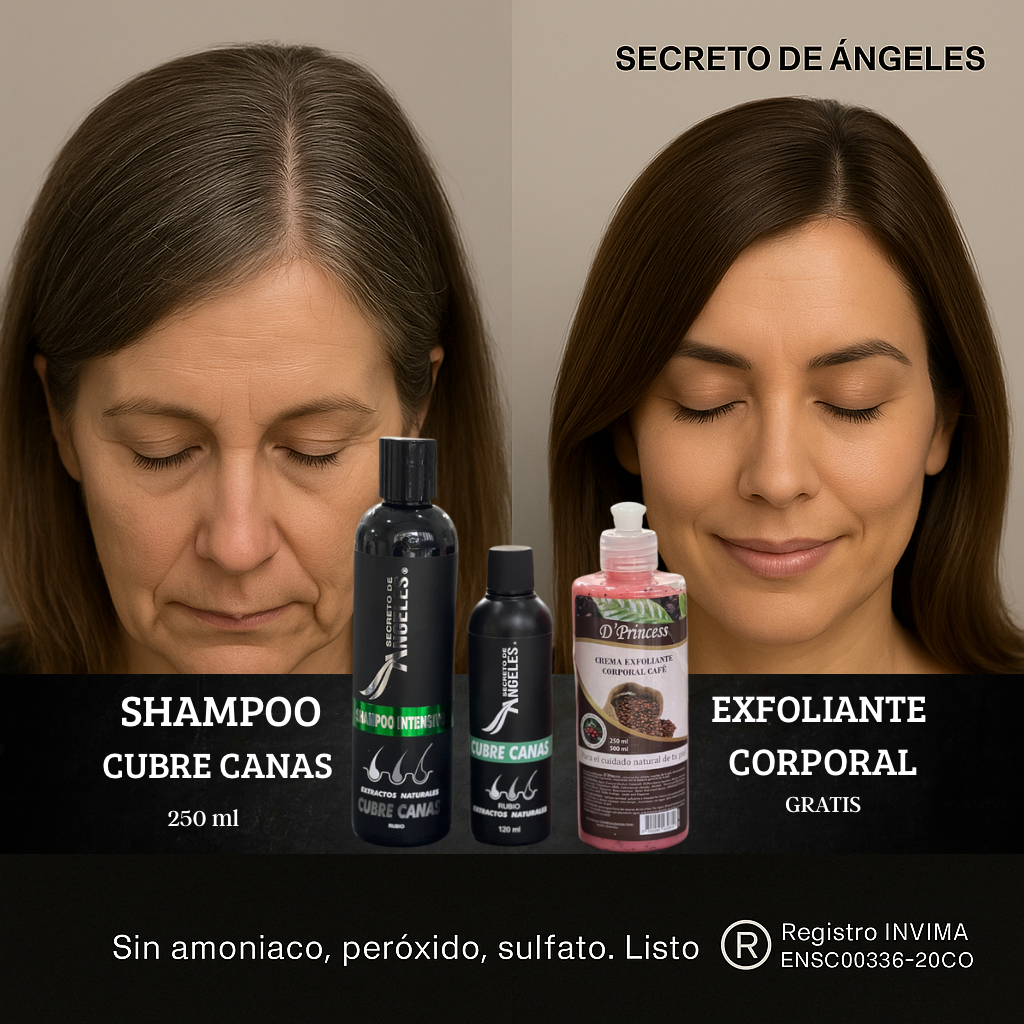 Shampoo Cubre Canas Secreto de Ángeles + Colageno y Exfoliante GRATIS🎁